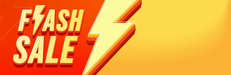 Flash sale banner template with copy space. Advertising background vector illustration. Flash sale promotion. Flash discount for online shopping announcementのイラスト素材