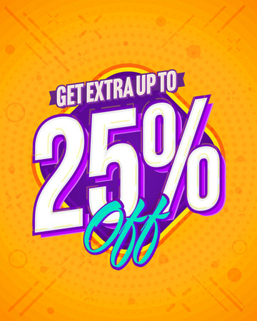 25 percent extra sale announcement. Sale banner, web poster, social media flyer vector illustration. Special offer, sale discount for promotion campaignのイラスト素材