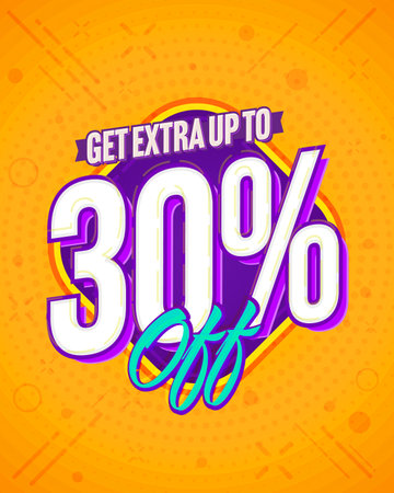 30 percent off extra sale special offer promotion. Retail marketing and sale advertisement for social media and online shopping vector illustrationのイラスト素材