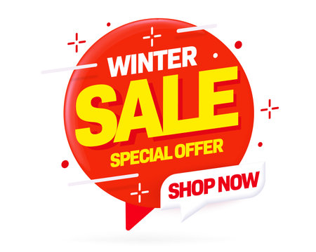 Discount label with winter sale special offer vector illustration. Discount sticker for chrismtas or new year holidays. Shop store seasonal sale promotion. Online shopping event with xmas clearanceのイラスト素材