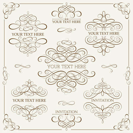 set - calligraphic design elementsのイラスト素材