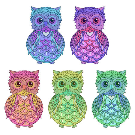 Set of owlsのイラスト素材