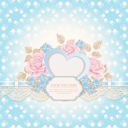 Greeting card. Vintage background with lace.のイラスト素材