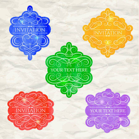 Vintage labels set, colorful frames, element for designのイラスト素材