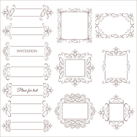Vector set - calligraphic design elements. Vintage framesのイラスト素材