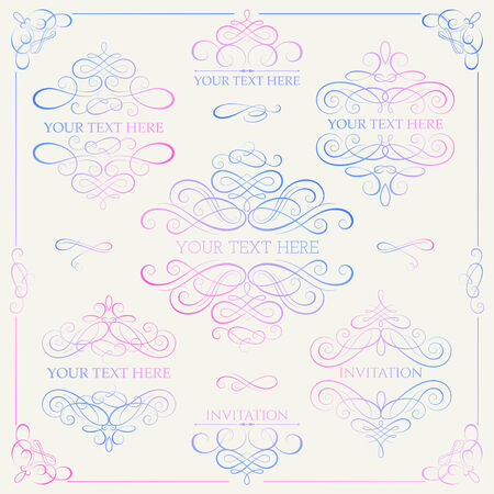 Vector set - calligraphic design elements. Vintage framesのイラスト素材