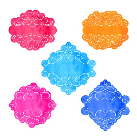 Vintage labels set, colorful frames, design elementsのイラスト素材