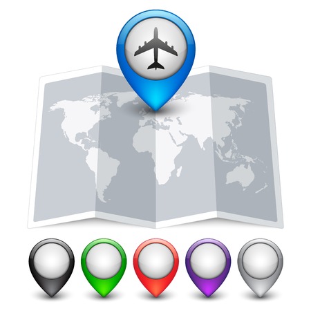 Map icon with multicolored Pin Pointersのイラスト素材