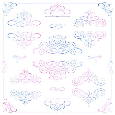 Vector set - calligraphic design elements. Vintage framesのイラスト素材