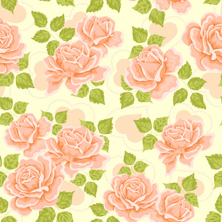 Seamless wallpaper pattern with roses. Vector illustrationのイラスト素材