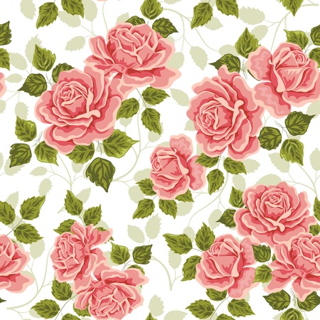 Seamless wallpaper pattern with roses. Vector illustrationのイラスト素材