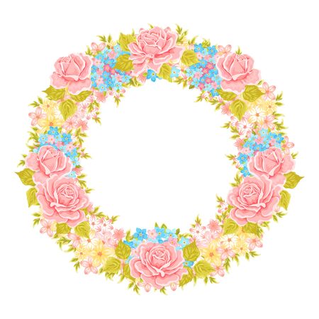 Vector flower wreath. Decorative floral element for design of invitations, greeting cards. Floral Frame.のイラスト素材