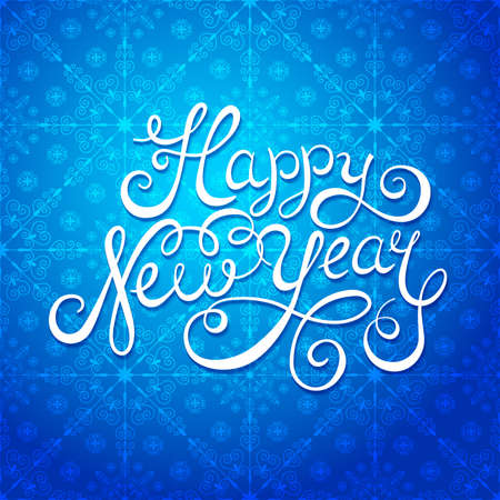 Happy New Year lettering on background with snowflakes for invitation and greeting card.のイラスト素材