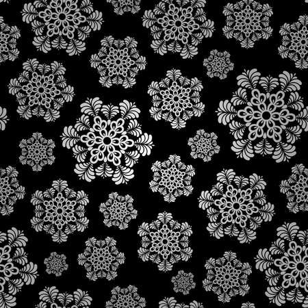 Seamless winter pattern with snowflakes. Christmas background. Vectorのイラスト素材