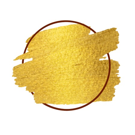 Vector gold paint brush stroke with border frameのイラスト素材