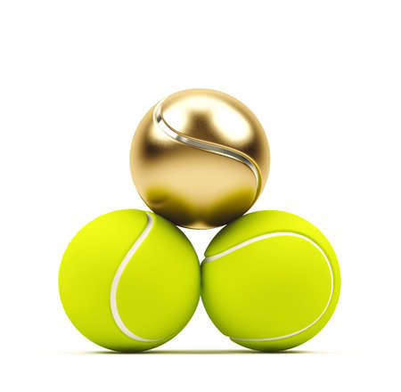 Three tennis balls on white. sports equipmentの写真素材