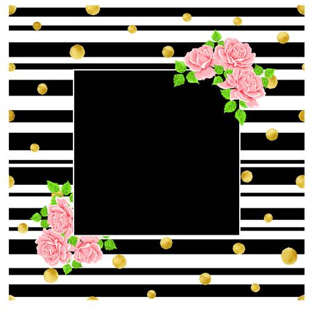 seamless pattern with gold foil circles Background with ink strokesのイラスト素材