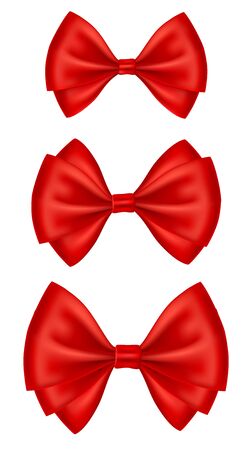 Red bows set. realistic illustration. vectorのイラスト素材