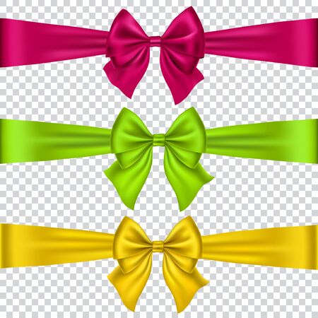 Colorful bows set, isolated on transparent background, vectorの写真素材