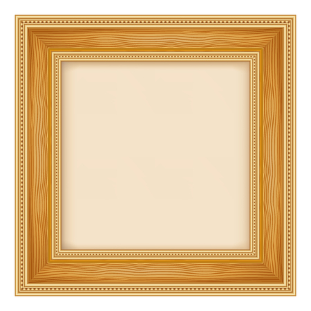 Empty gold frame on white background. wooden frameの写真素材