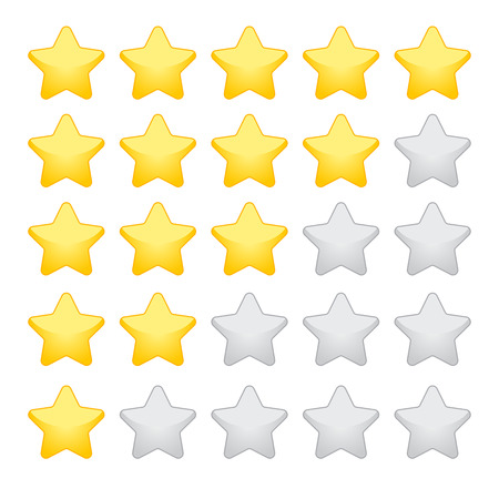 gold rating stars on white backgroundのイラスト素材