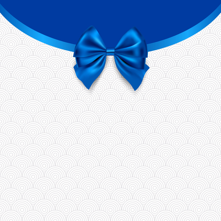 Vector Greeting Card Design with blue Bow and ribbon. Holiday background, invitation template.のイラスト素材