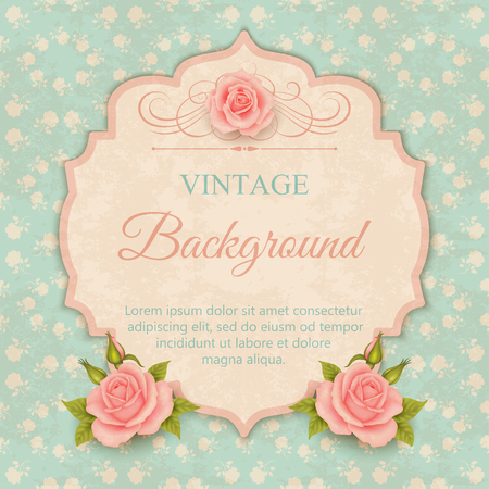 Beautiful design of greeting card, invitation with roses. Vintage backgroundの写真素材