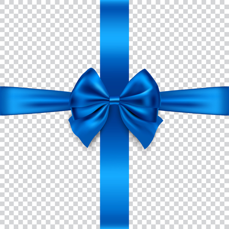 Silk bow and ribbon isolated on transparent background, vector illustrationのイラスト素材