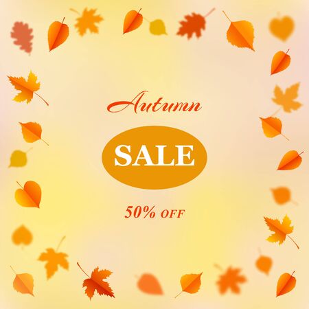 Autumn sale design with leavesのイラスト素材