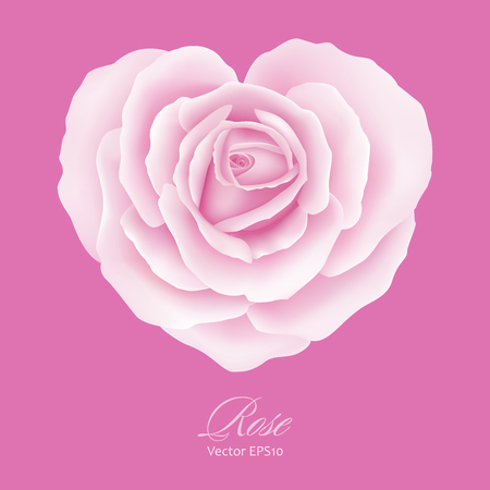 Pink Rose Flower in heart shapeのイラスト素材
