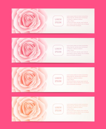 Set of four web banners with roses flowersのイラスト素材