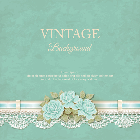 Vintage vector background with roses.のイラスト素材