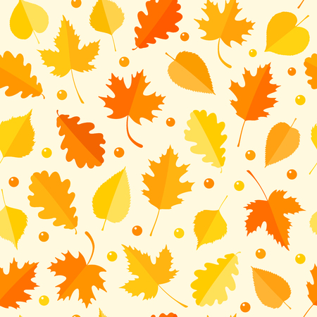 Vector seamless pattern with colorful autumn leaves. Autumn backgroundのイラスト素材