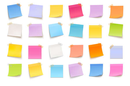 Vector multicolored set of sticky notes on white backgroundのイラスト素材