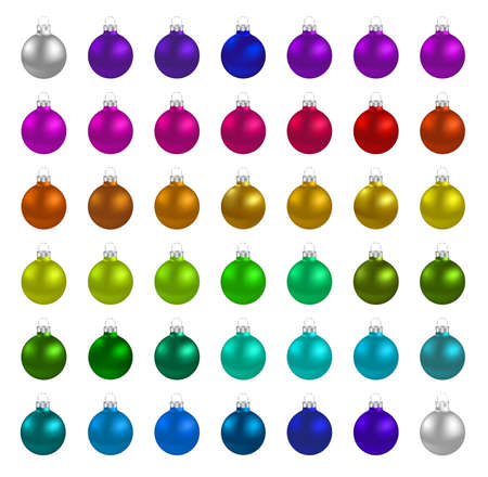 Christmas multicolor balls on white backgroundのイラスト素材