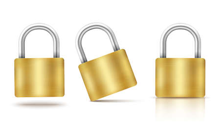 Vector locked padlock gold isolatedのイラスト素材