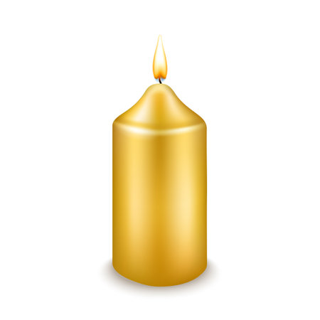 Single golden candle isolated on white backgroundのイラスト素材