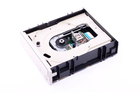DVD Drive inside on a white backgroundの写真素材