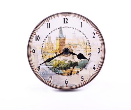 Old clock on white background