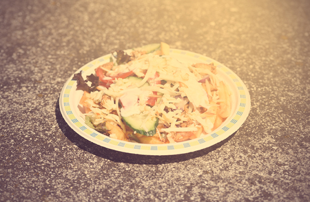 Vintage photo of a  chicken breast gyros on textured backgroundの写真素材