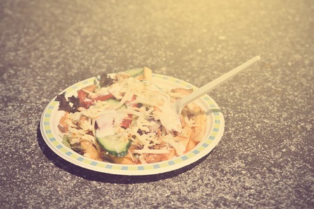 Vintage photo of a  chicken breast gyros on textured backgroundの写真素材