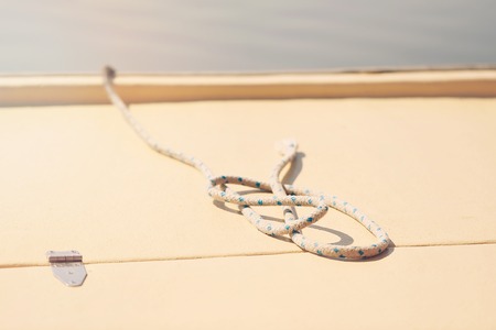 Rope on boat, detailの写真素材