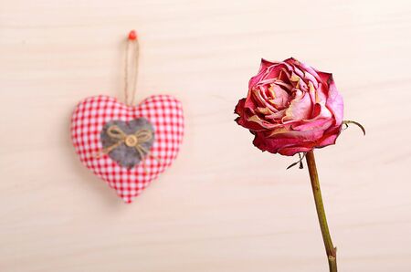 Love symbols on a wooden backgroundの写真素材