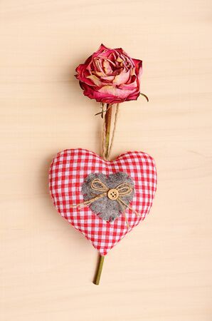 Love symbols on a wooden backgroundの写真素材