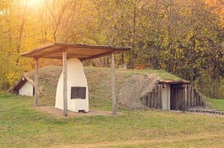 Photo of a ground house near the forestの写真素材