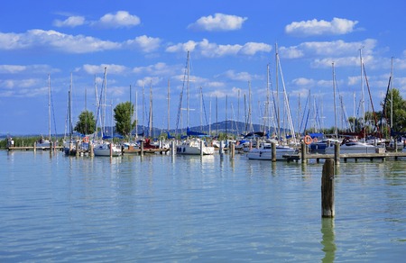 Sailing harbor in Badacsony at Lake Balaton,Hungaryの写真素材