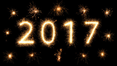 2017 firework sparkler bright glowing new years isolated on black