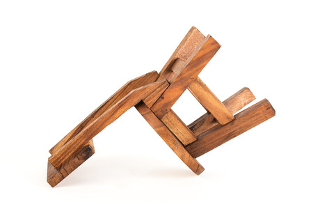 Wooden chair isolated on a white backgroundの写真素材