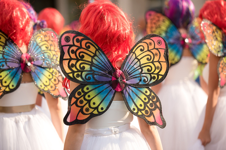 Colored hair girls in costume at the carnivalの写真素材
