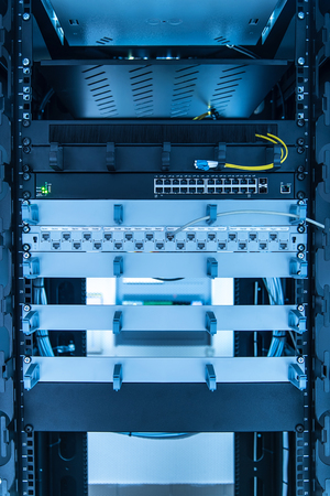Closeup photo of a rack cabinet. Detailの写真素材
